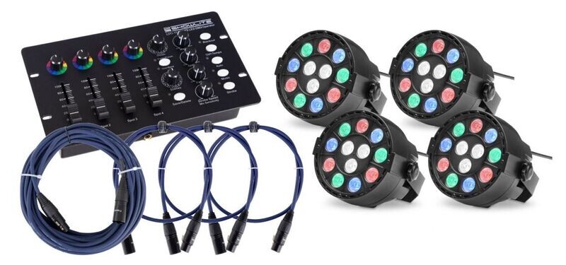 Showlite SPS-121 LED Smart Party Spot im Set mit DMX Controller und Kabel 4er Set Showlite SPS-121 LED Smart Party Spot im Set mit DMX Controller und Kabel 4er Set