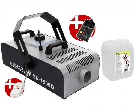 Komplettset Showlite SN-1500 DMX Nebelmaschine 1500W inkl. Fernbedienung mit Timer + 5 L Nebelfluid