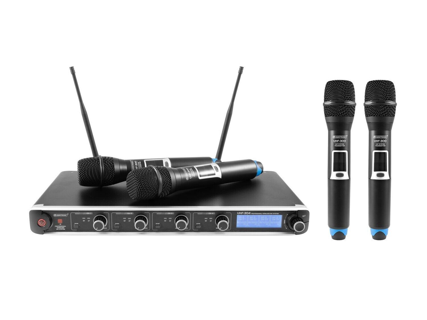 OMNITRONIC UHF-304 4-Kanal-Funkmikrofonsystem 823-832863-865MHz