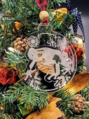 Clear Acrylic Engraved Tado Dart Frog Holiday Ornament