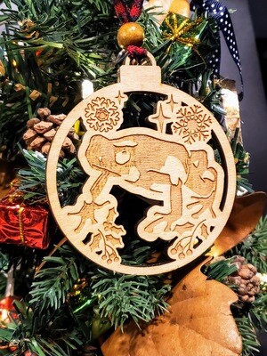 Wooden Engraved Tado Dart Frog Holiday Ornament