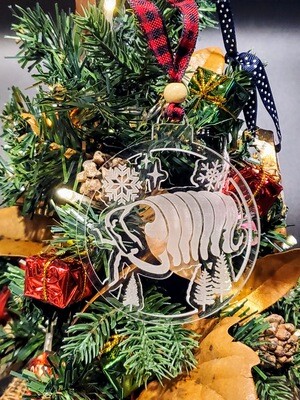 Clear Acrylic Engraved Rubber Ducky Isopod Holiday Ornament