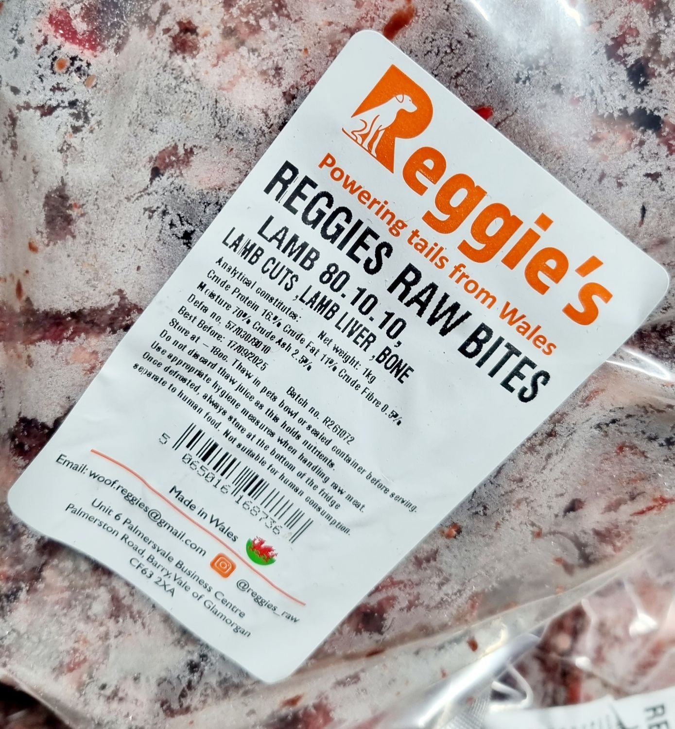 Reggie's Raw Bites BEEF &amp; LAMB 80/10/10 (1kg)