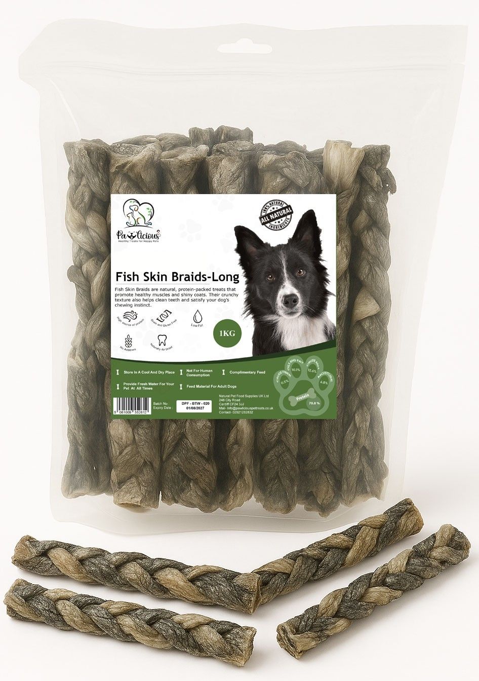 Pawlicious Fish Skin BRAIDS (1KG BULK BAG)