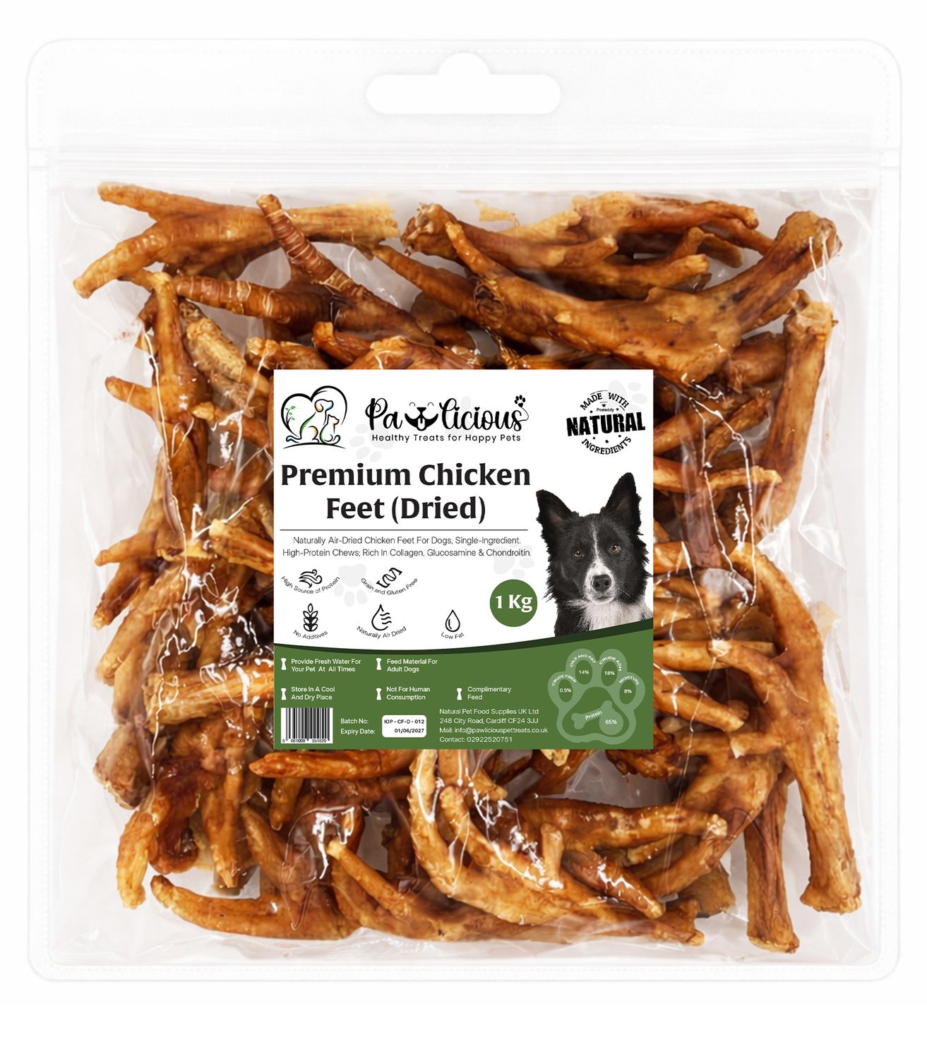 Pawlicious Dried Chicken Feet (1kg) *BULK PACK*