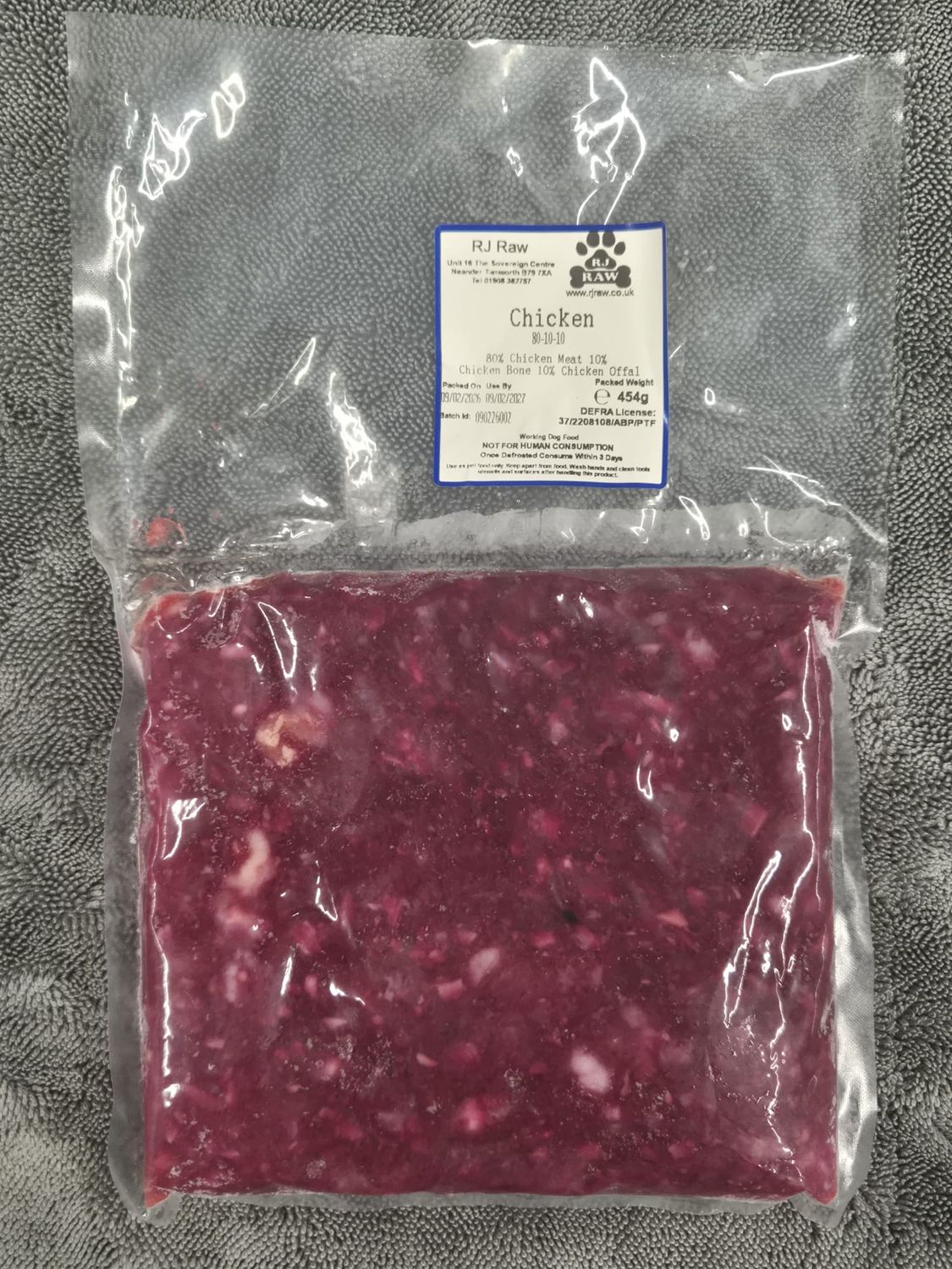 RJ Raw Chicken 80/10/10 (454g)