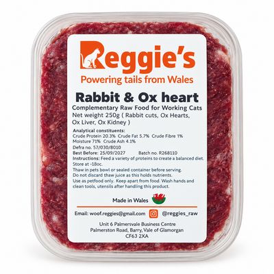 Reggie's CAT FOOD Rabbit &amp; Ox Heart (250g)