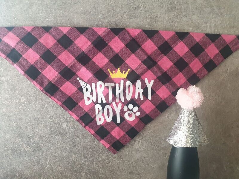 Bandana Schotse ruit roze en hoedje