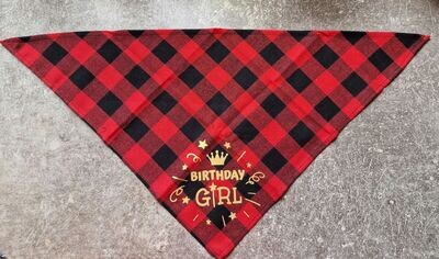 Bandana rode ruit "birthday girl"