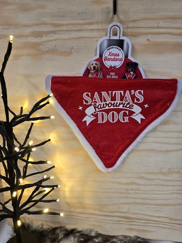 Kerstbandana Mt M Santa's favourite Dog