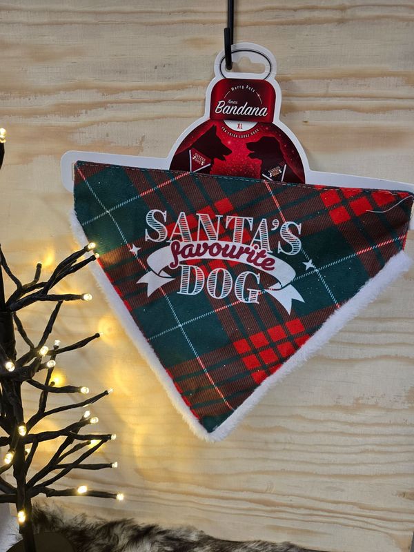 Kerstbandana Mt XL groen geruit