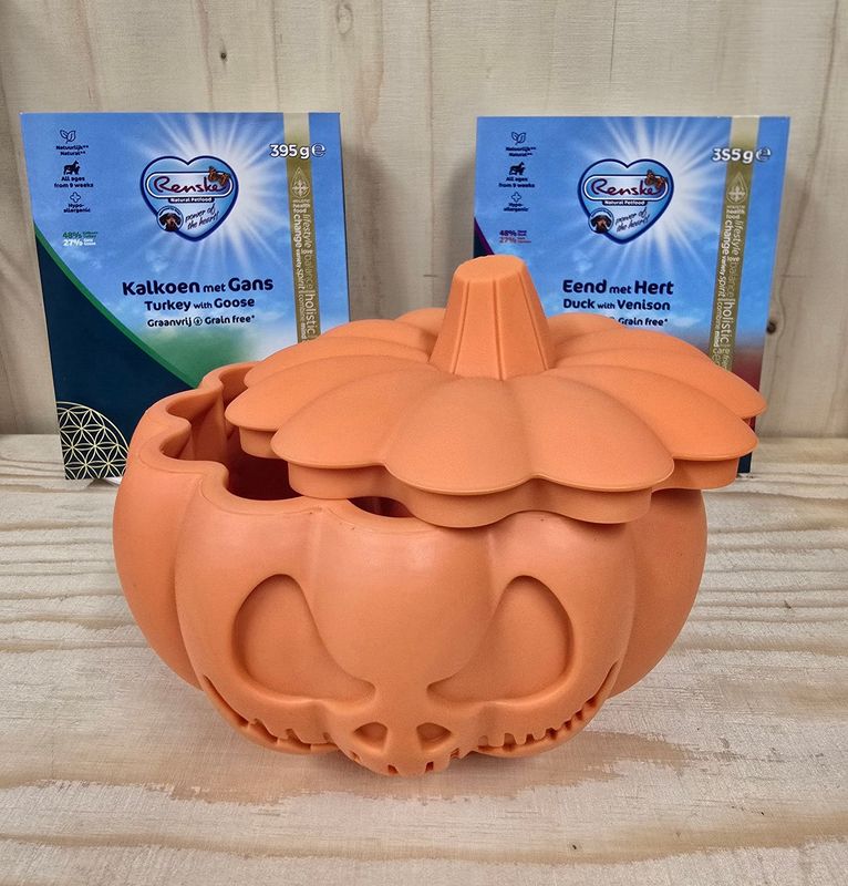 Halloween slowfeeder likmat met 2 gestoomde maaltijden van renske