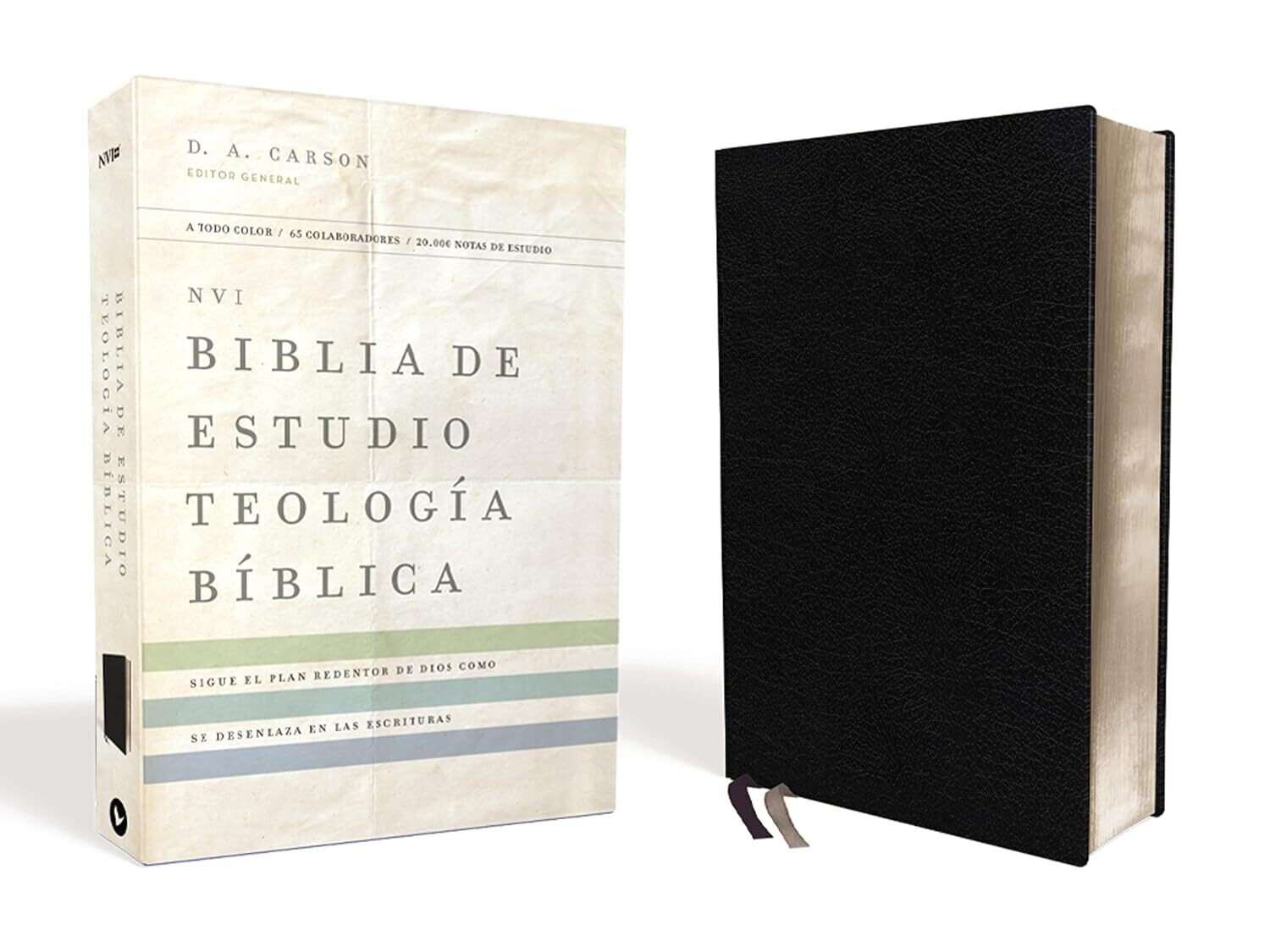 NVI Biblia de Estudio, Teología Bíblica, Piel Reciclada, Negro, Interior a Cuatro Colores: Sigue El Plan Redentor de Dios Como Se Desenlaza En Las Escrituras Cubierta de piel