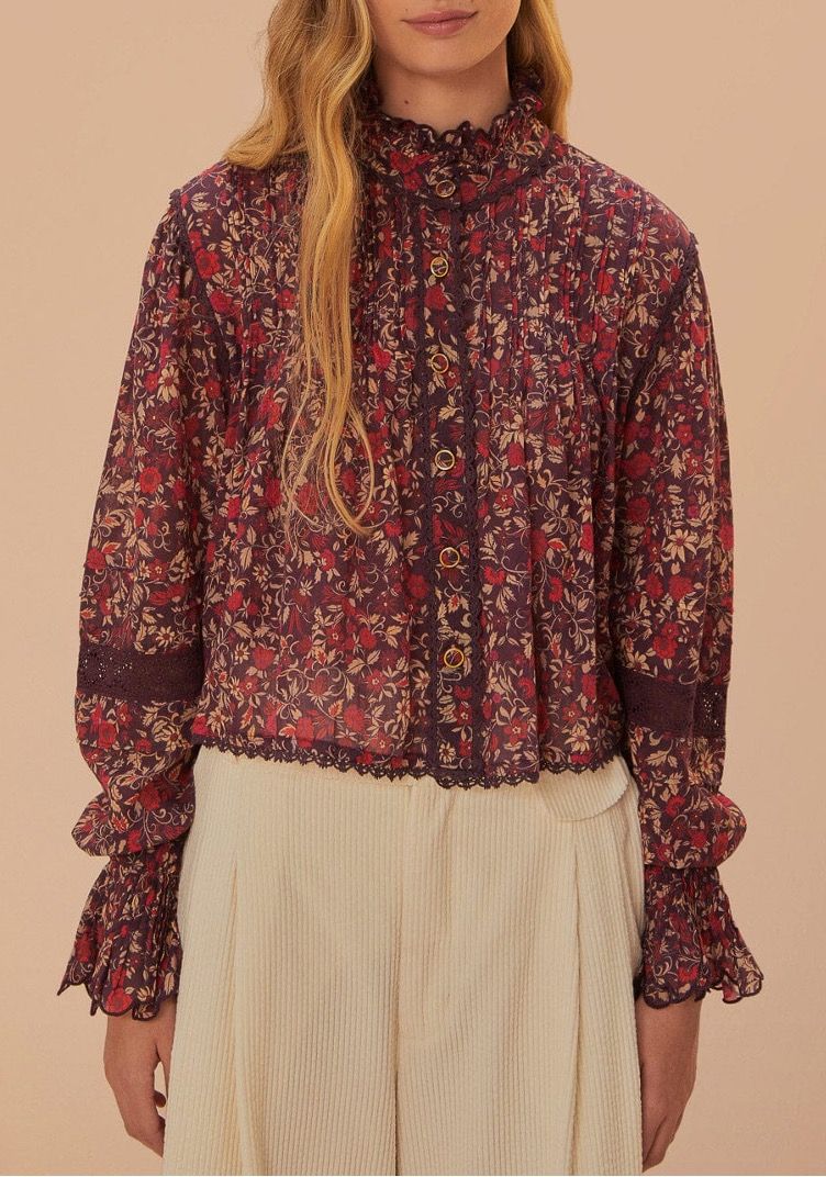 CHELSEA GARDEN PURPLE LONG SLEEVE BLOUSE