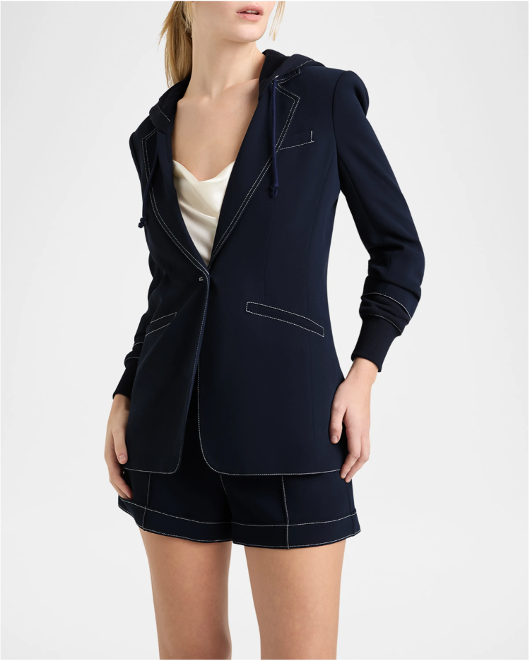 KHLOE HOODED TOPSTITCH BLAZER