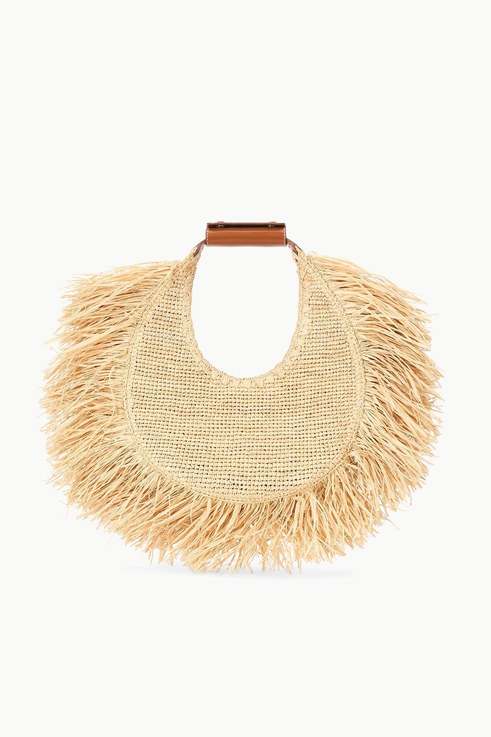 MOON RAFFIA FRINGE TOTE BAG