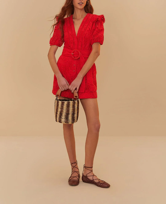 RED EYELETS ROMPER