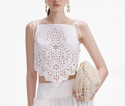 WHITE COTTON EMBROIDERED TOP