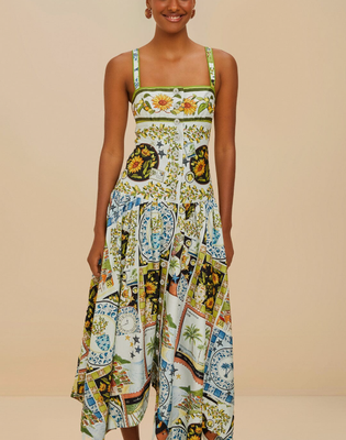 LATIN TRIP SCARVES MULTICOLOR MIDI DRESS