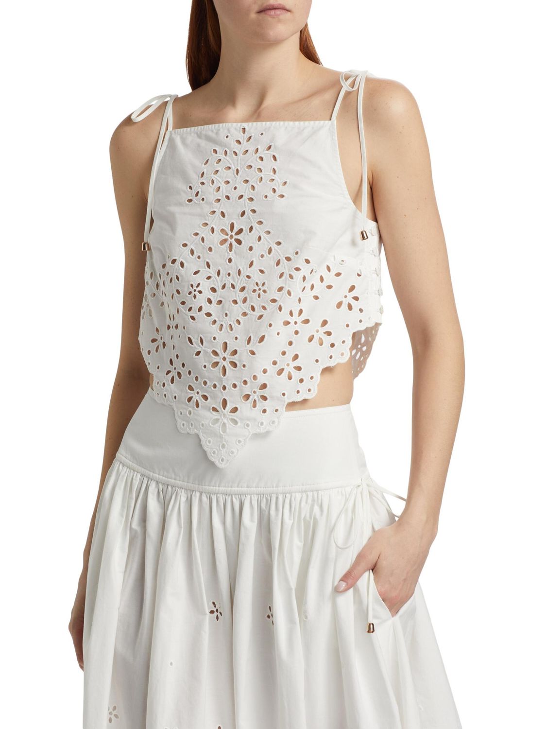 WHITE COTTON EMBROIDERED TOP