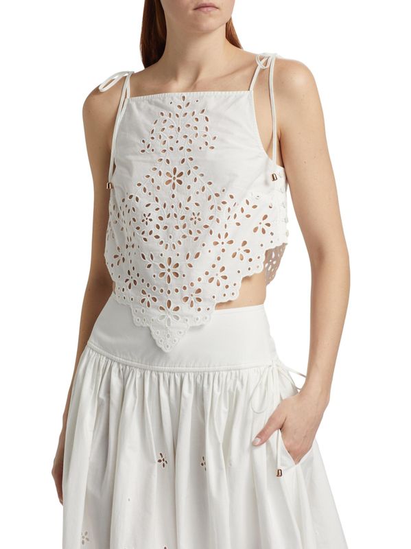 WHITE COTTON EMBROIDERED TOP