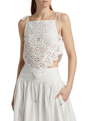 WHITE COTTON EMBROIDERED TOP