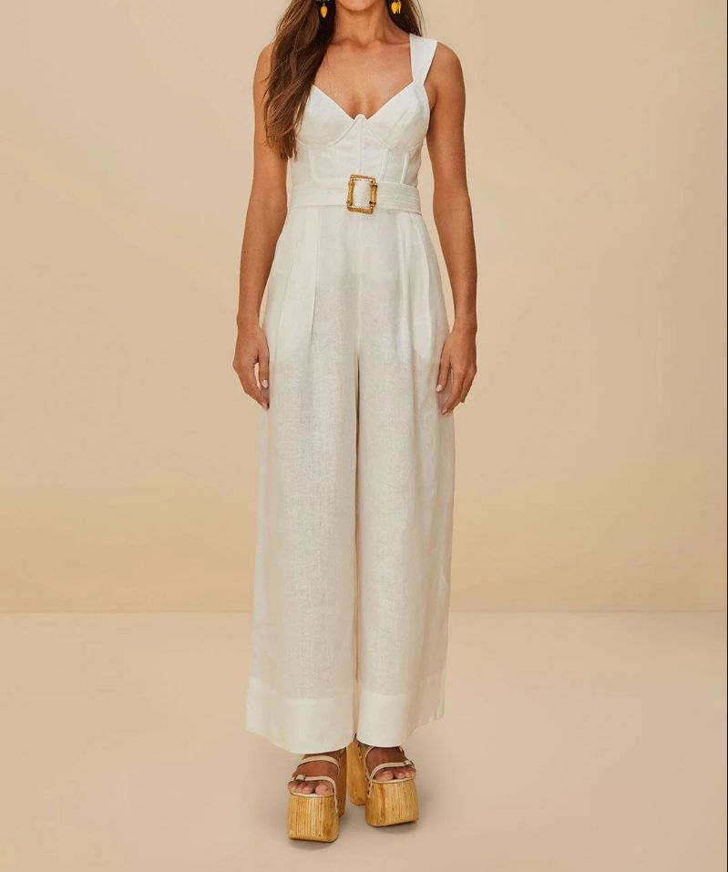 OFF WHITE SLEEVELESS MAXI JUMPSUIT