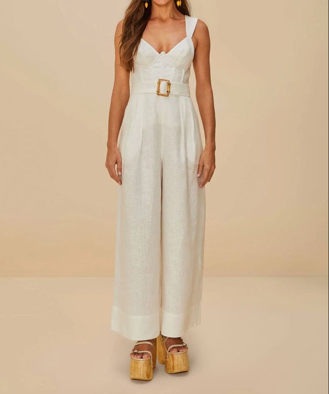 OFF WHITE SLEEVELESS MAXI JUMPSUIT