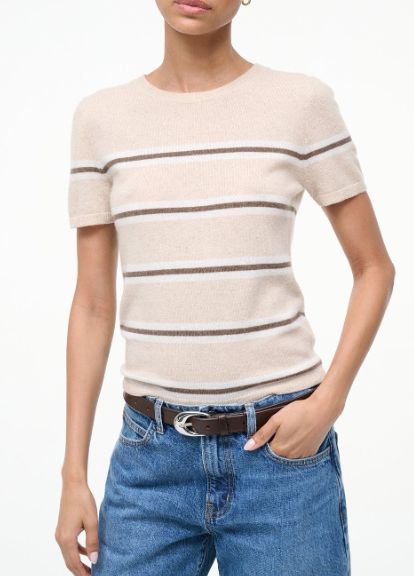 EASY CASHMERE TEE WHISPER STRIPE