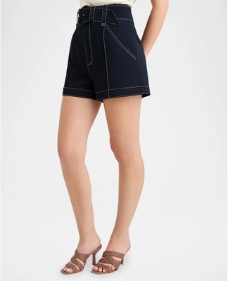 ALDI BELTED TOPSTITCH SHORTS