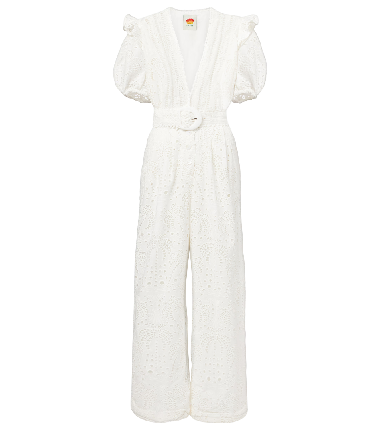 OFF WHITE PALM TREE EYELET JUMPSUIT