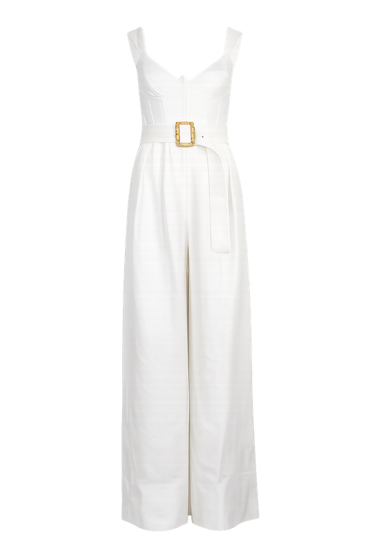 OFF WHITE SLEEVELESS MAXI JUMPSUIT