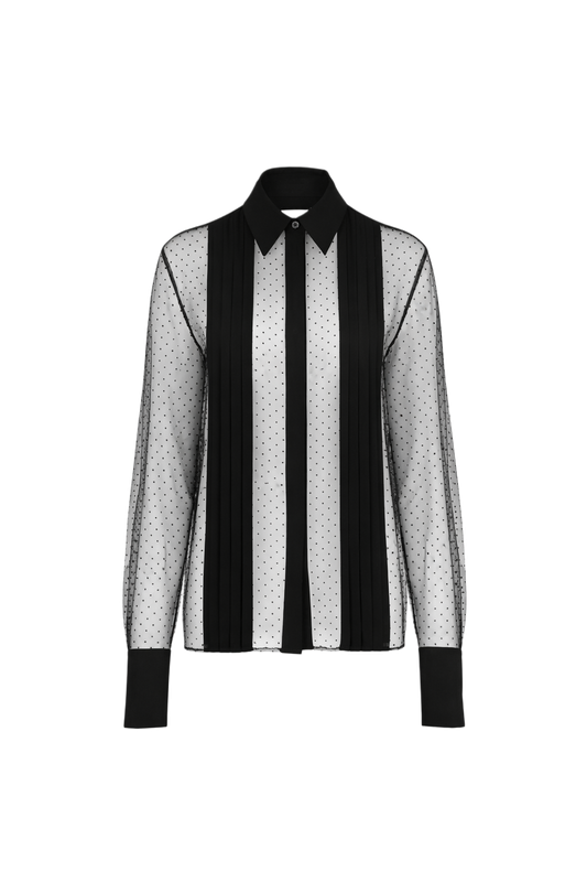 MEGHAN PANELLED POLKA SILK BLOUSE