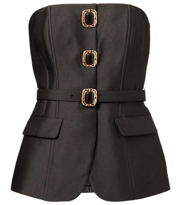 BLACK TAFFETA BANDEAU TOP