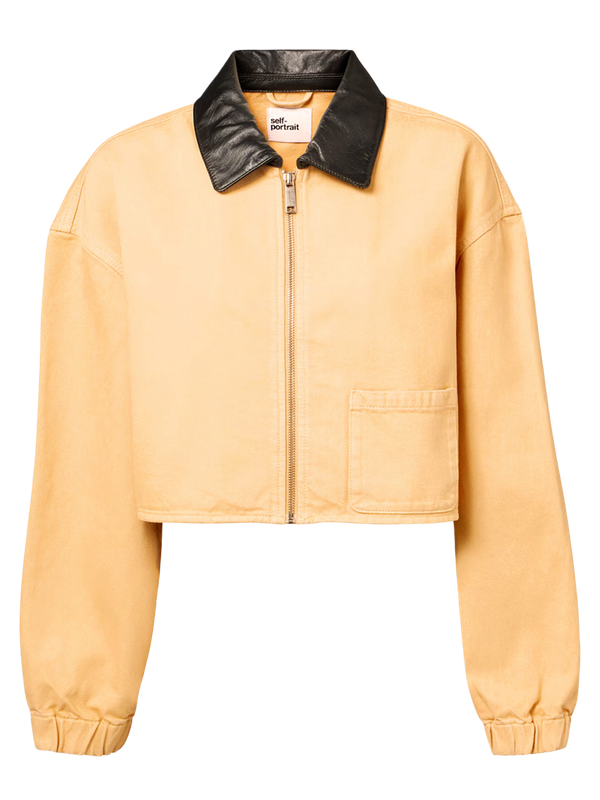 BEIGE DENIM CROPPED JACKET