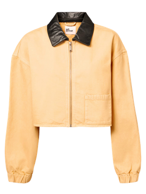 BEIGE DENIM CROPPED JACKET