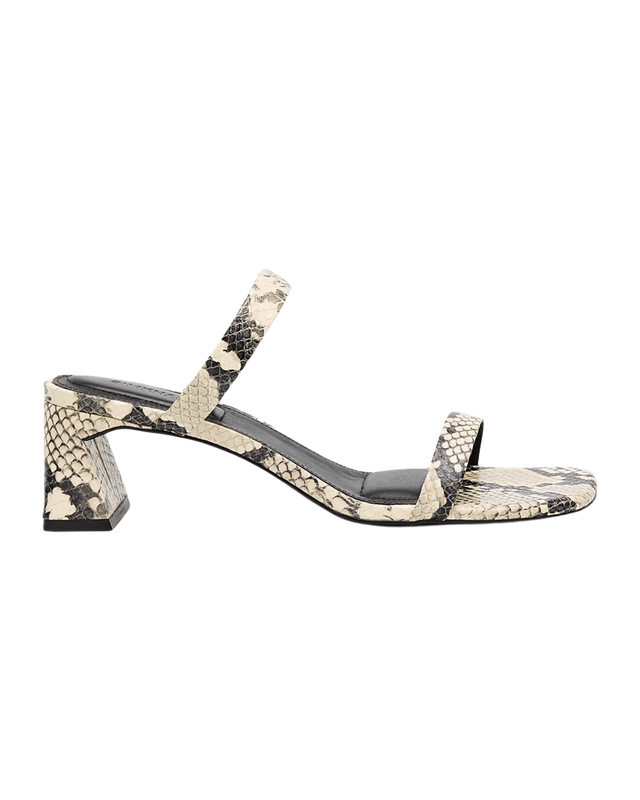 CLARA SNAKE PRINT LEATHER BLOCK HEEL