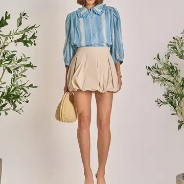 EMBROIDERED RUFFLE COLLAR BLOUSE #SS2176T