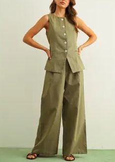 P4802ST LINEN TROUSERS WITH PLEATED FRONT