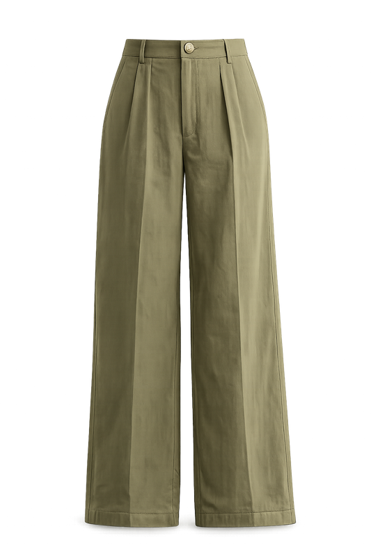 LINEN TROUSERS WITH PLEATED FRONT