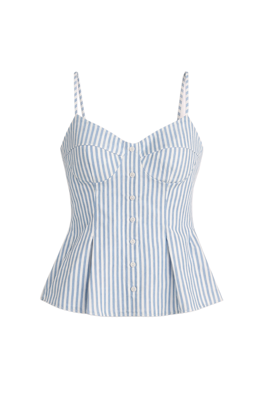 STRIPE STRETCH FABRIC BUTTON FRONT PEPLUM