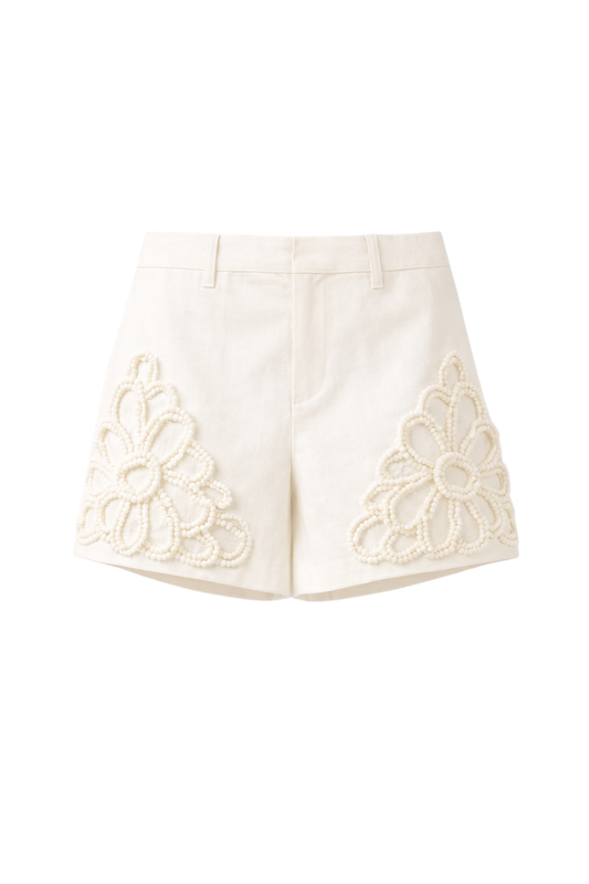 FLORAL EMBELLISHMENT DETAIL SHORTS
