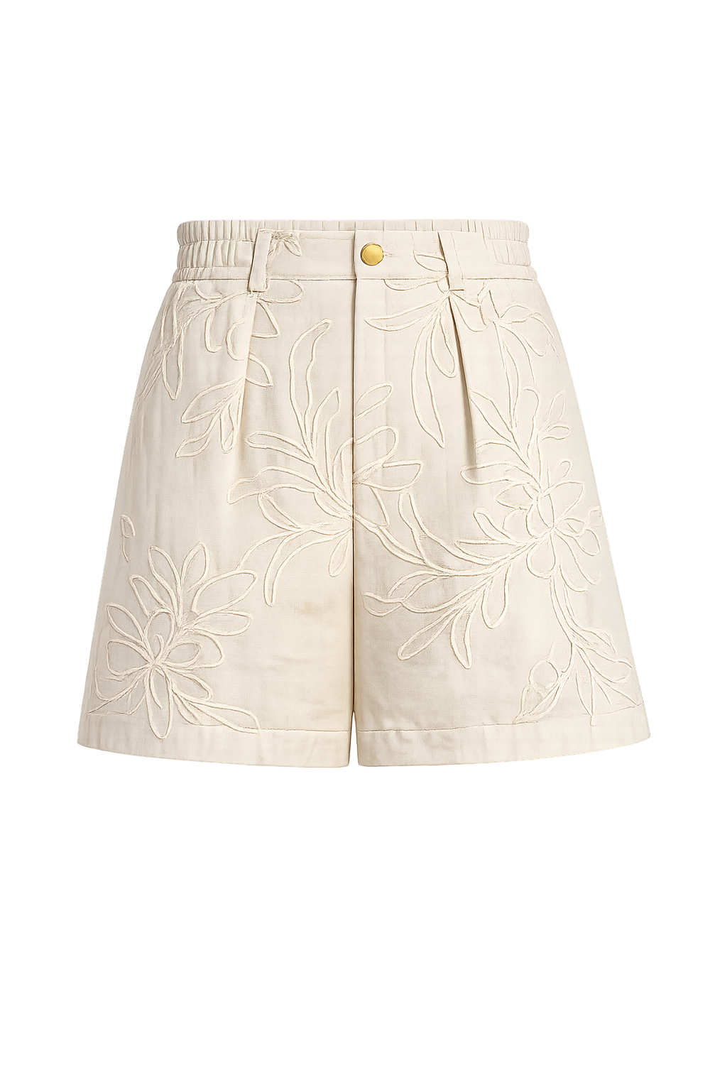 FLORAL JACQUARD PLEATED SHORTS