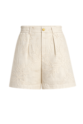 FLORAL JACQUARD PLEATED SHORTS