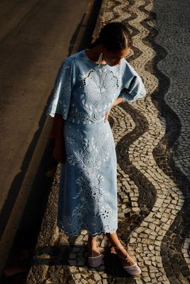 DENIM RICHELIEUX MIDI SKIRT