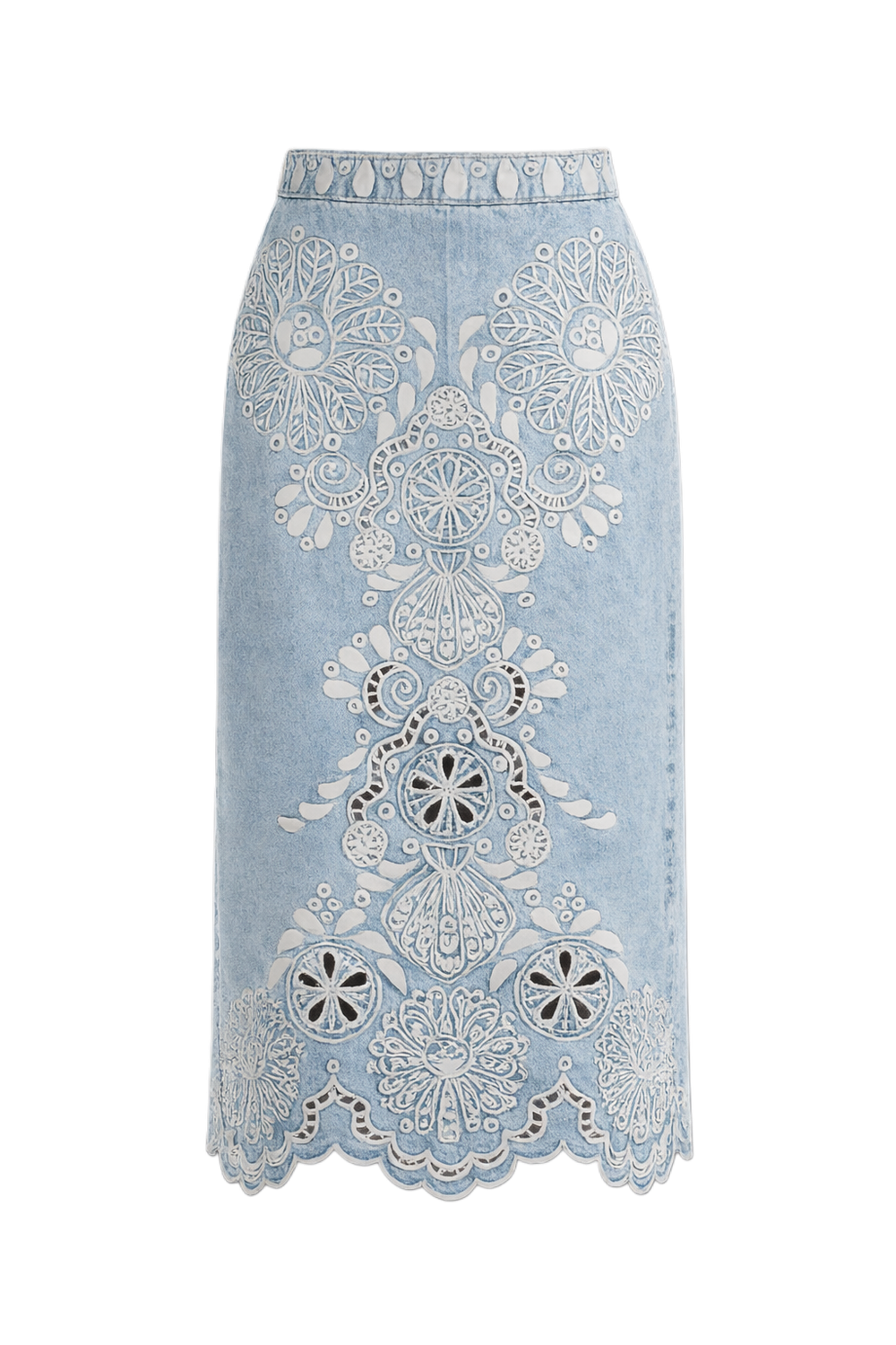 DENIM RICHELIEUX MIDI SKIRT