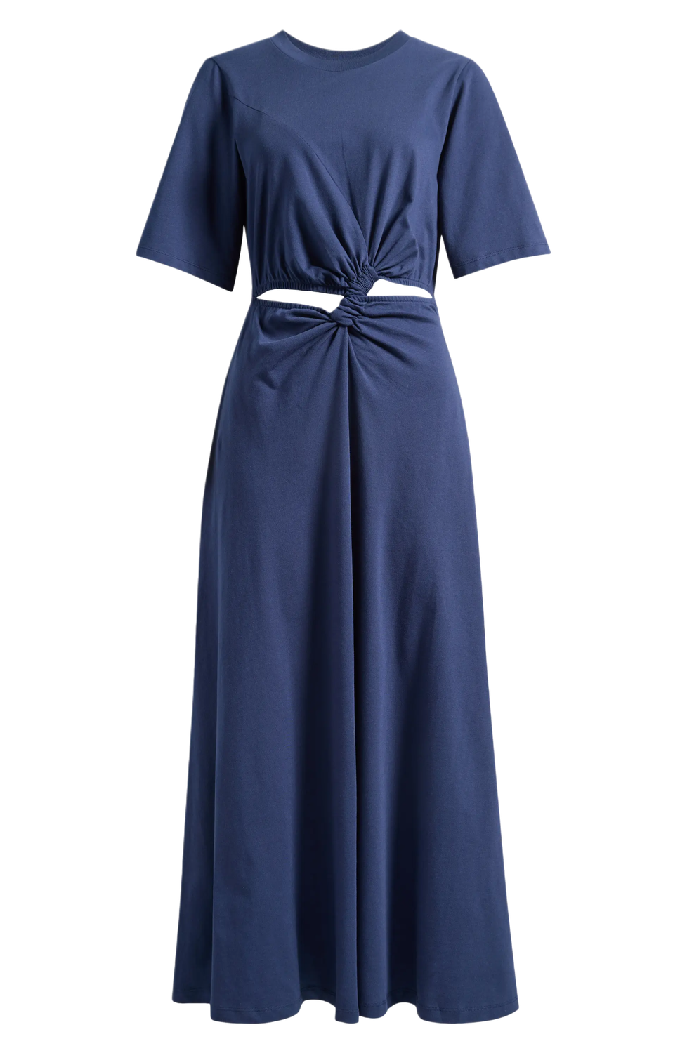 DARK BLUE SHORT SLEEVE MIDI DRESS