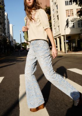 EYELET DENIM PANTS