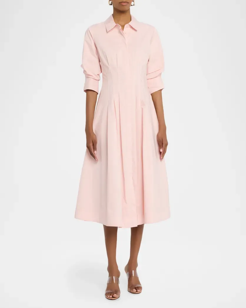 JAZZ PINTUCK MIDI DRESS IN TULIP