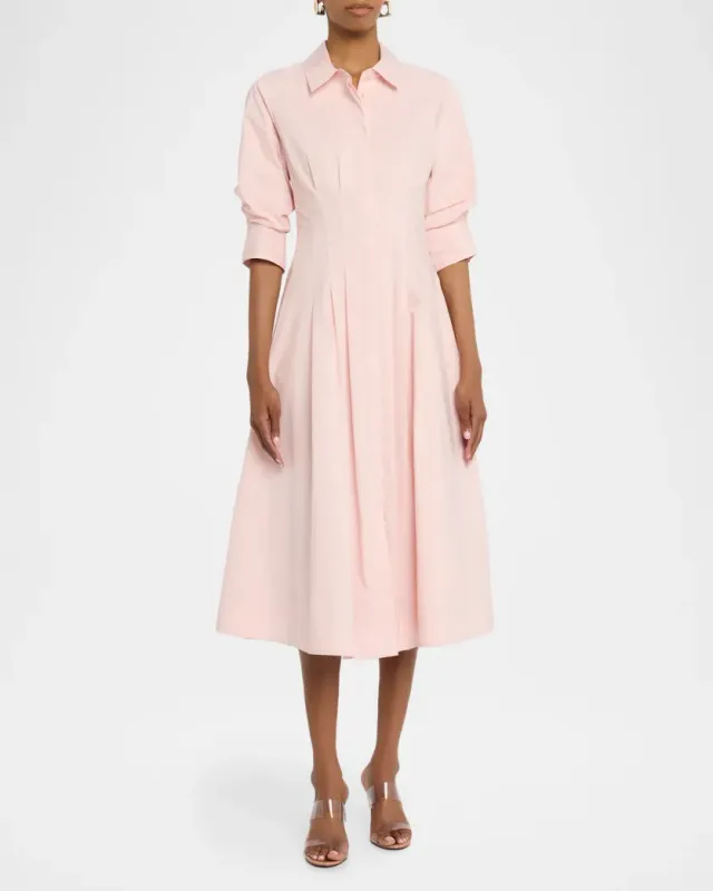 JAZZ PINTUCK MIDI DRESS IN TULIP